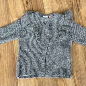 Zara Gray Ruffled Cardigan
